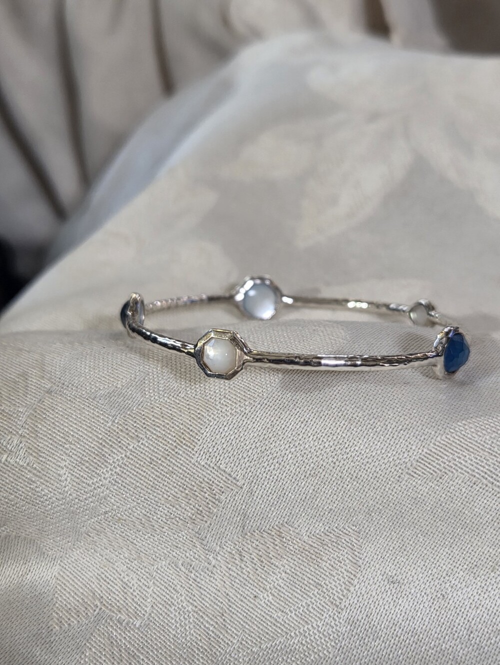Ippolita Rock Candy 5 Stone Bangle Bracelet, Quartz, MOP, SS - Picture 4 of 14
